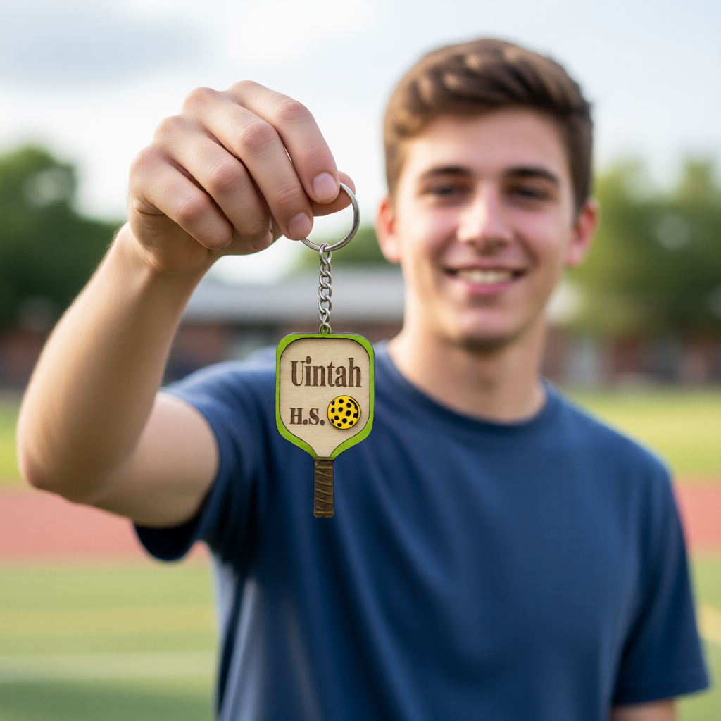 Set of 10 Uintah Custom Pickleball Paddle Keychain Personalized Balsa Wood Keychain Pickleball Player Gift Pickleball Team Gift Paddle Bag Charm