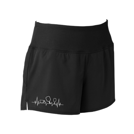 Coffee, Pickleball, Wine Heartbeat EKG | Women's Pickleball Shorts