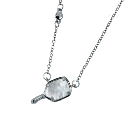 Tiny Silver Pickleball Paddle And Ball Necklace | Pickleball Jewelry | Fun Pickleball Gifts