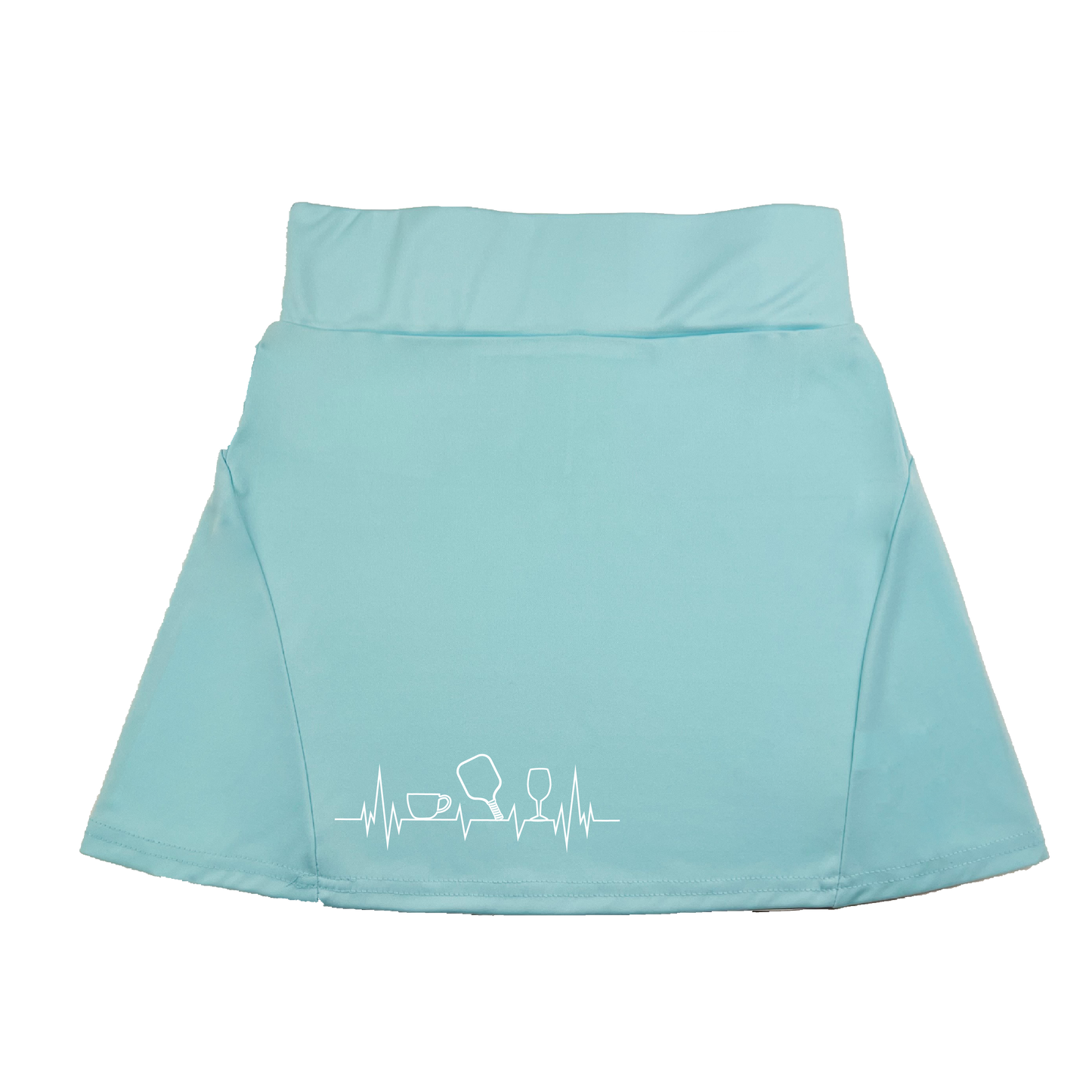 Coffee, Pickleball, Wine Heartbeat EGK | Women's Flirty Pickleball Skort