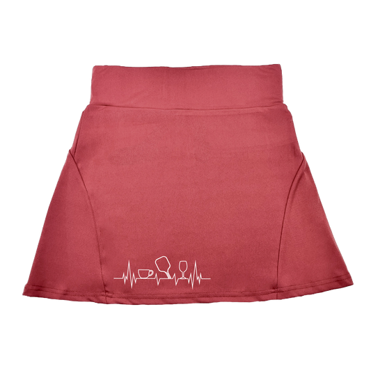 Coffee, Pickleball, Wine Heartbeat EGK | Women's Flirty Pickleball Skort