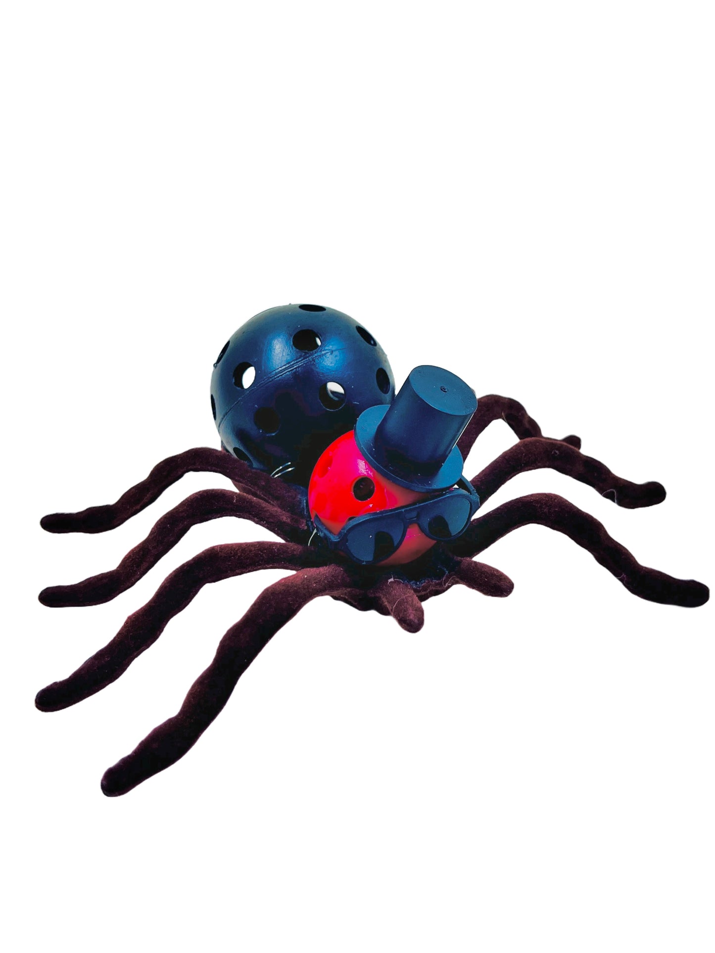 Cool Small Pickleball Spiders in Sunglasses and Top Hat | Pickleball Halloween Gifts And Decor