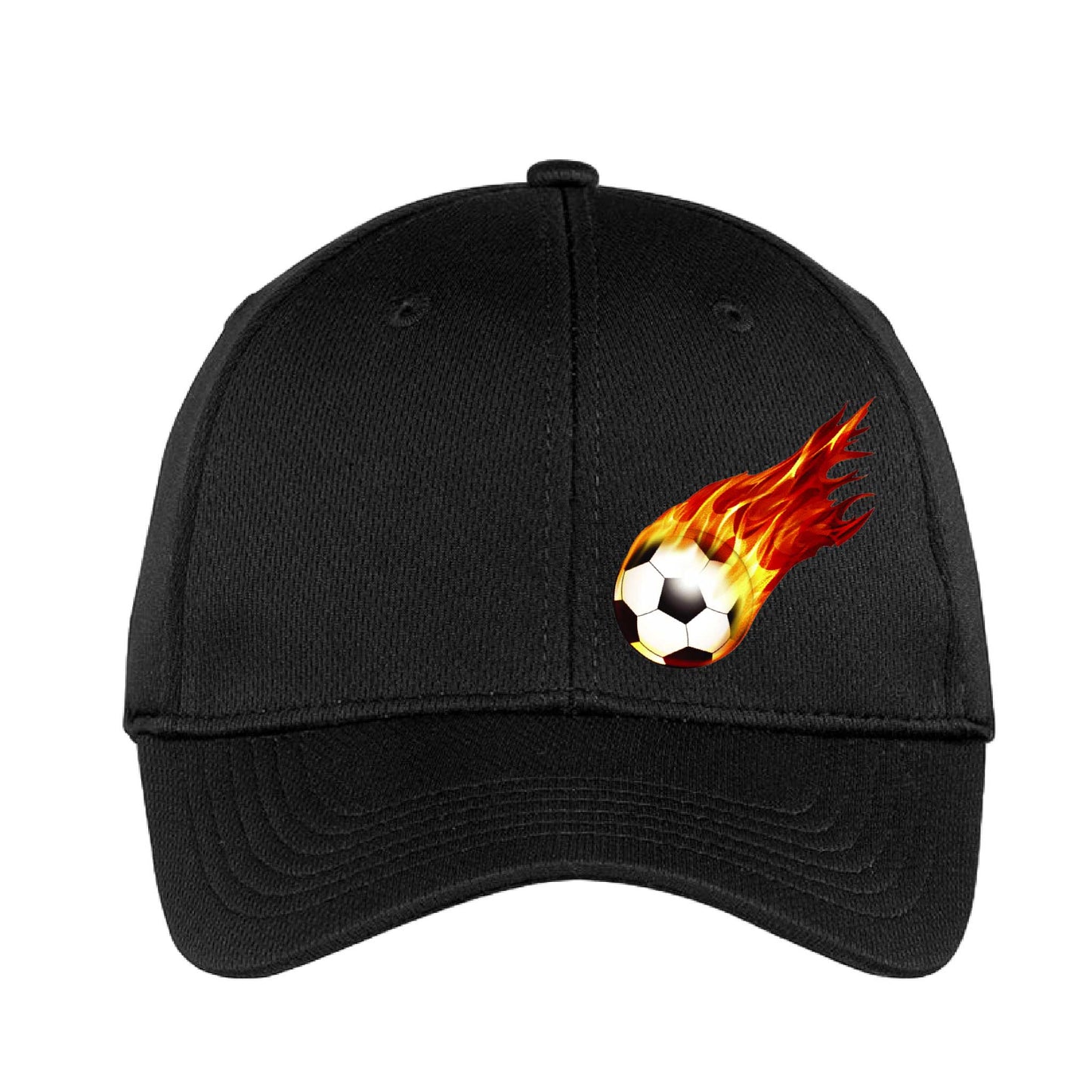 On Fire Soccer Ball | Soccer Hat | Moisture-Wicking 100% Polyester