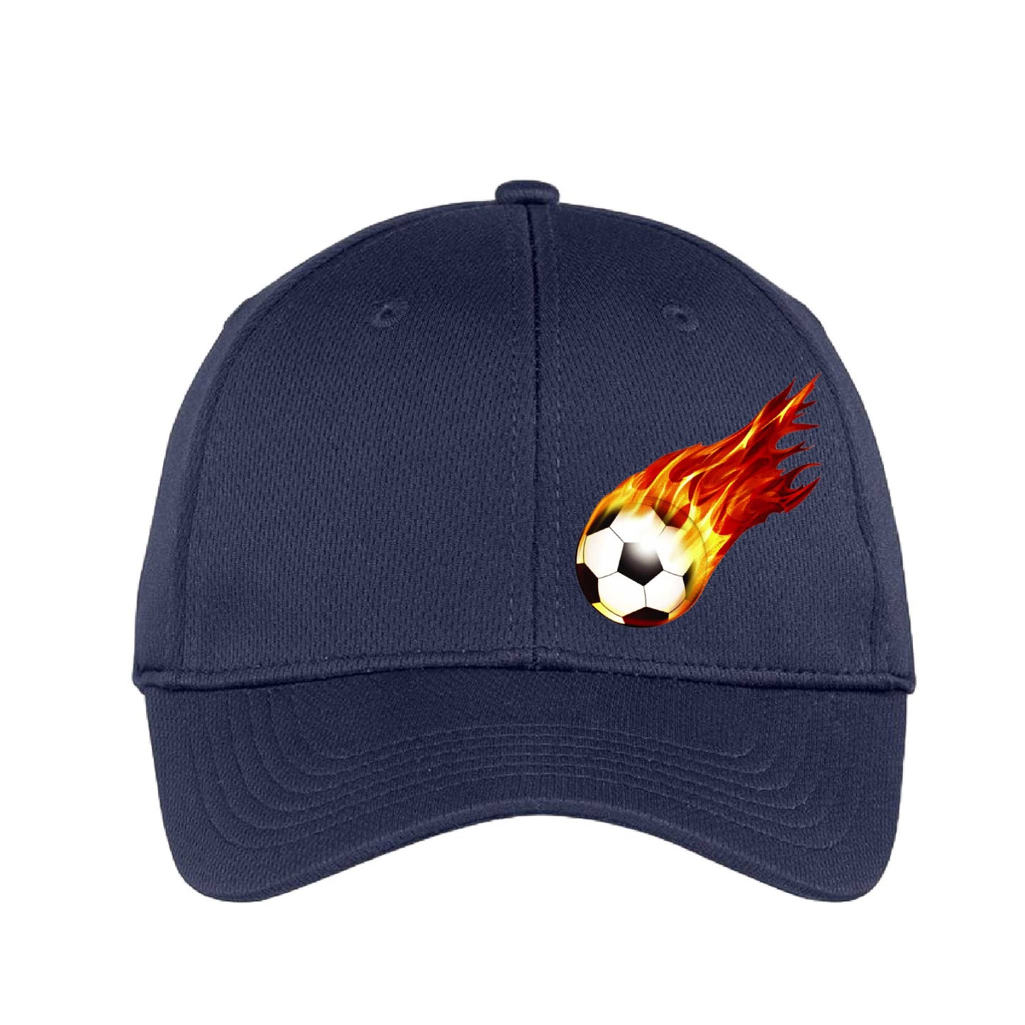 On Fire Soccer Ball | Soccer Hat | Moisture-Wicking 100% Polyester