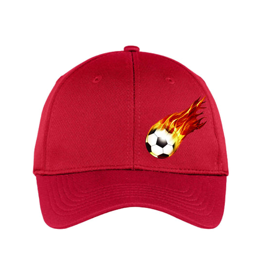 On Fire Soccer Ball | Soccer Hat | Moisture-Wicking 100% Polyester