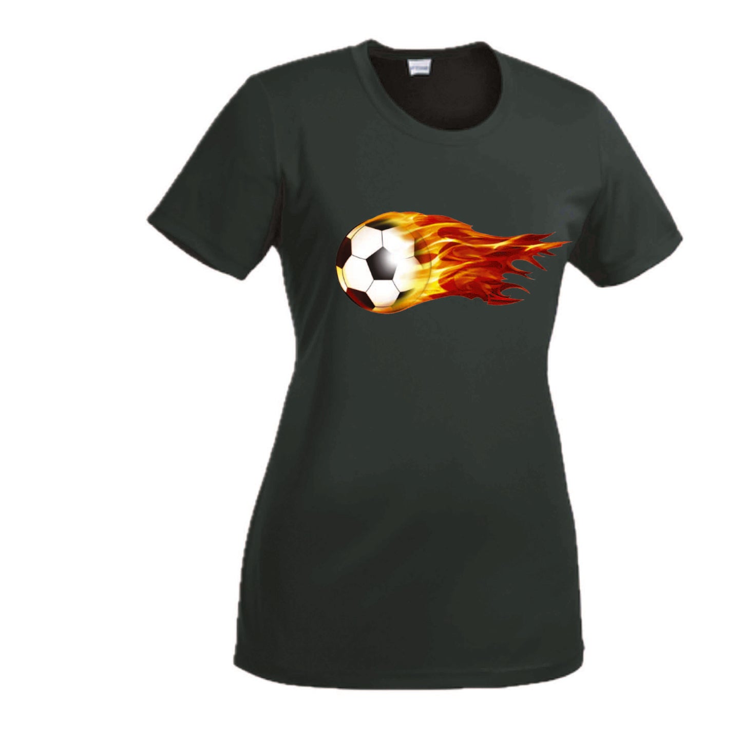Soccer On Fire | Women’s Short Sleeve Crewneck Soccer T-Shirts | 100% Polyester