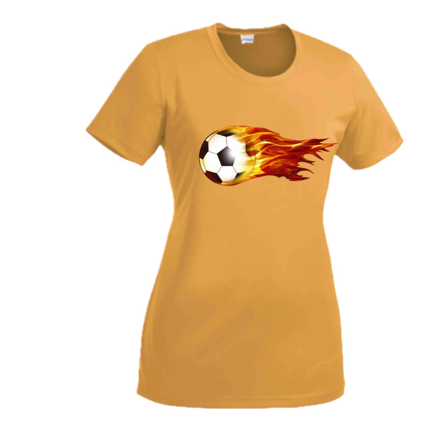 Soccer On Fire | Women’s Short Sleeve Crewneck Soccer T-Shirts | 100% Polyester