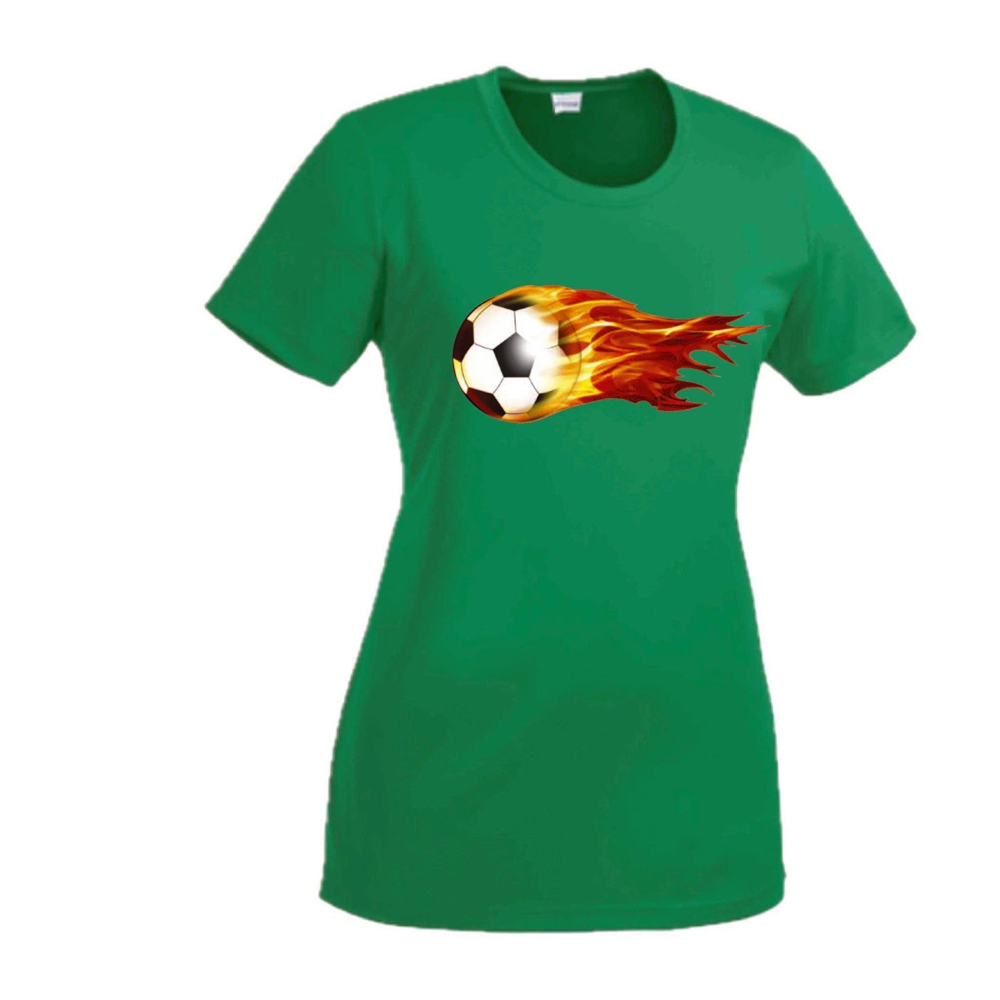 Soccer On Fire | Women’s Short Sleeve Crewneck Soccer T-Shirts | 100% Polyester