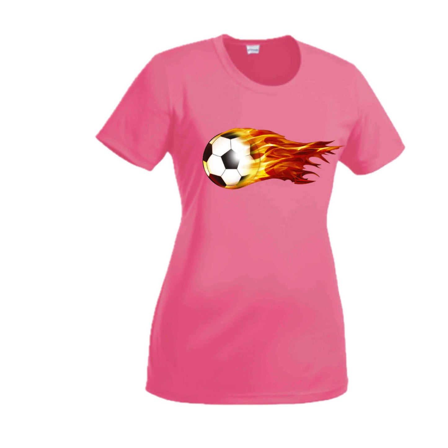 Soccer On Fire | Women’s Short Sleeve Crewneck Soccer T-Shirts | 100% Polyester