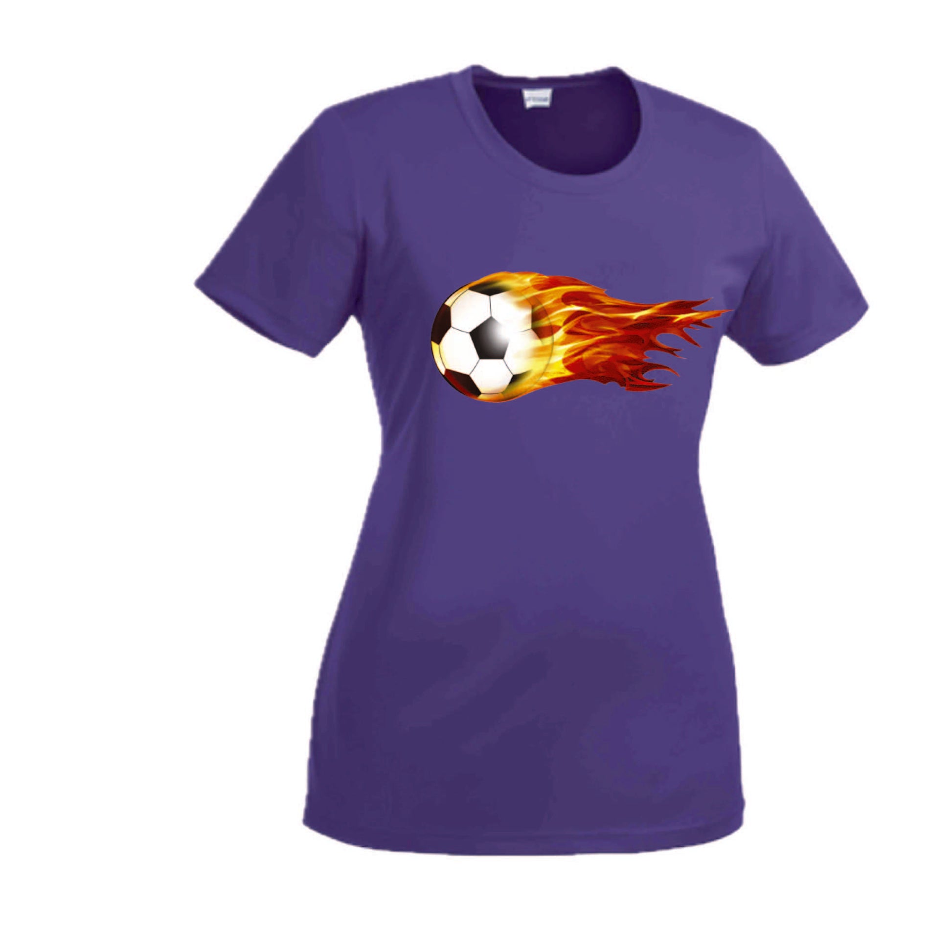 Soccer On Fire | Women’s Short Sleeve Crewneck Soccer T-Shirts | 100% Polyester