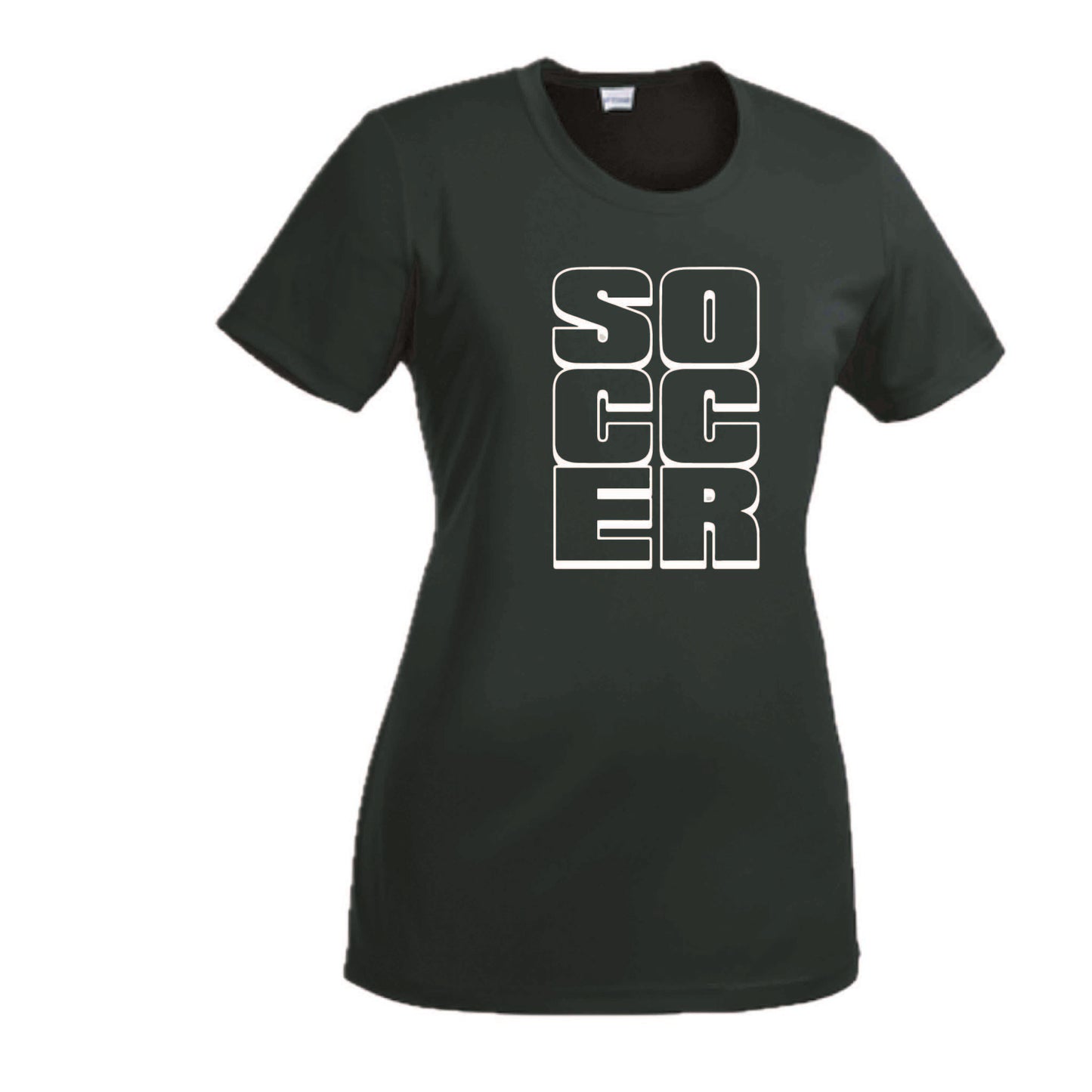 Soccer Stacked | Women’s Short Sleeve Crewneck Soccer T-Shirts | 100% Polyester