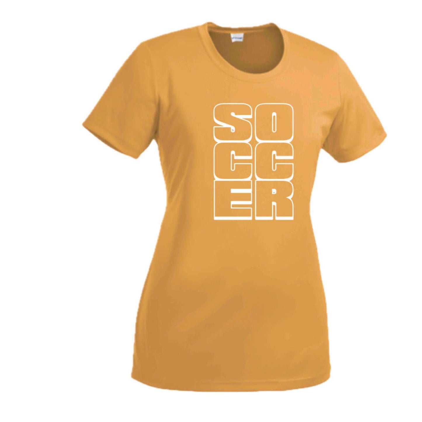 Soccer Stacked | Women’s Short Sleeve Crewneck Soccer T-Shirts | 100% Polyester