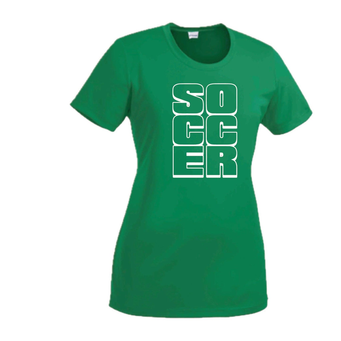 Soccer Stacked | Women’s Short Sleeve Crewneck Soccer T-Shirts | 100% Polyester
