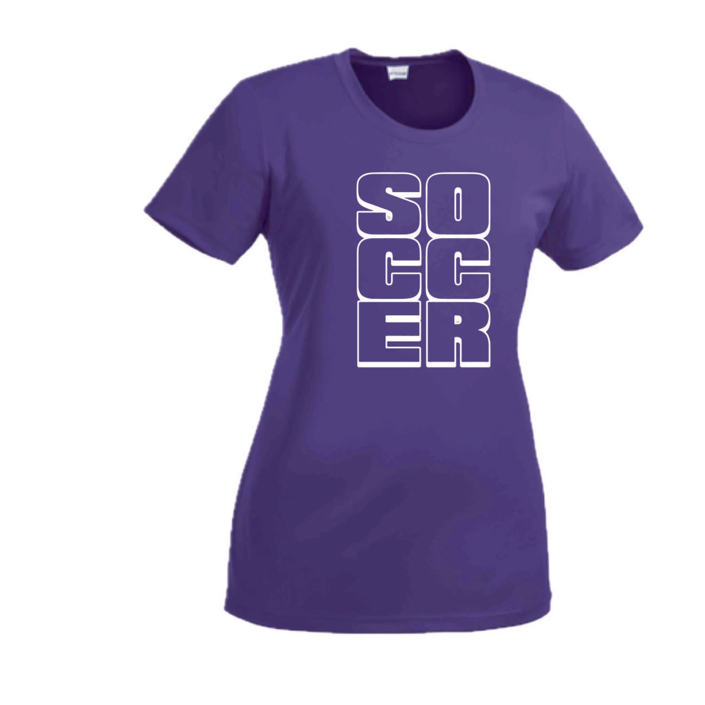 Soccer Stacked | Women’s Short Sleeve Crewneck Soccer T-Shirts | 100% Polyester