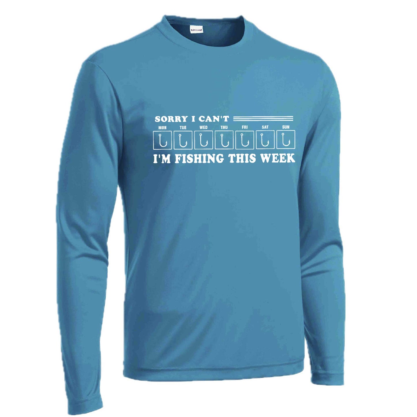 Sorry I Can't I'm Busy This Week Fishing | Men's Long Sleeve Camping Shirt | 100% Polyester