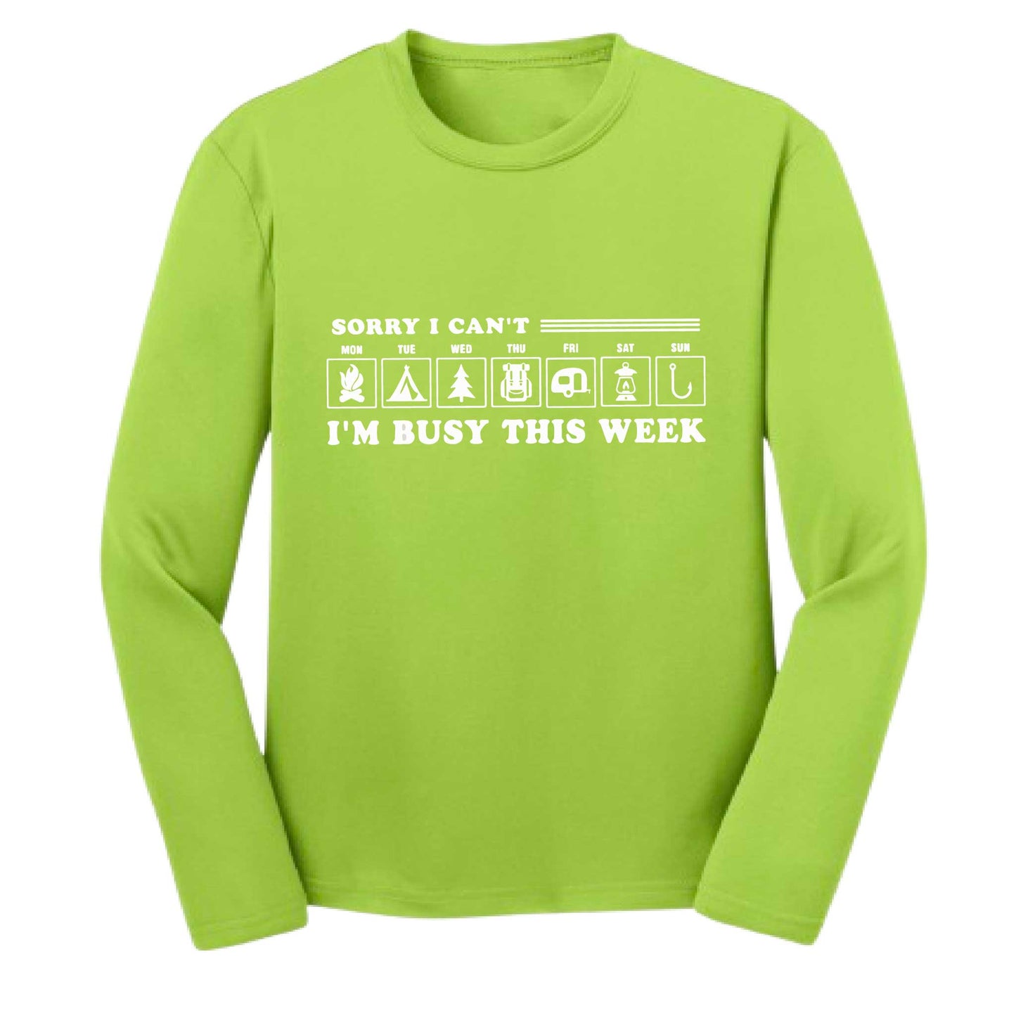 Sorry I Can't I'm Busy This Week | Youth Long Sleeve Camping T-Shirts | 100% Polyester