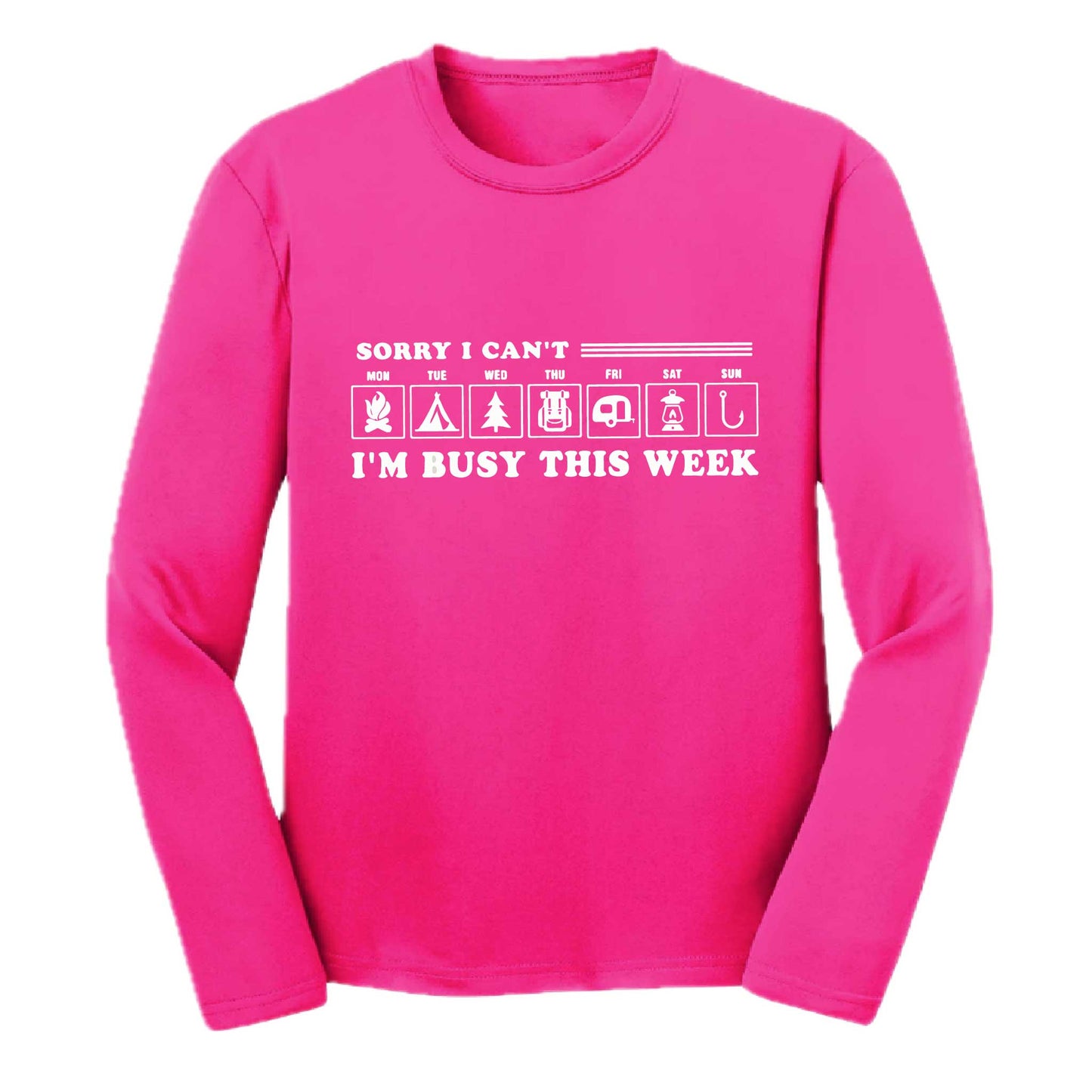 Sorry I Can't I'm Busy This Week | Youth Long Sleeve Camping T-Shirts | 100% Polyester