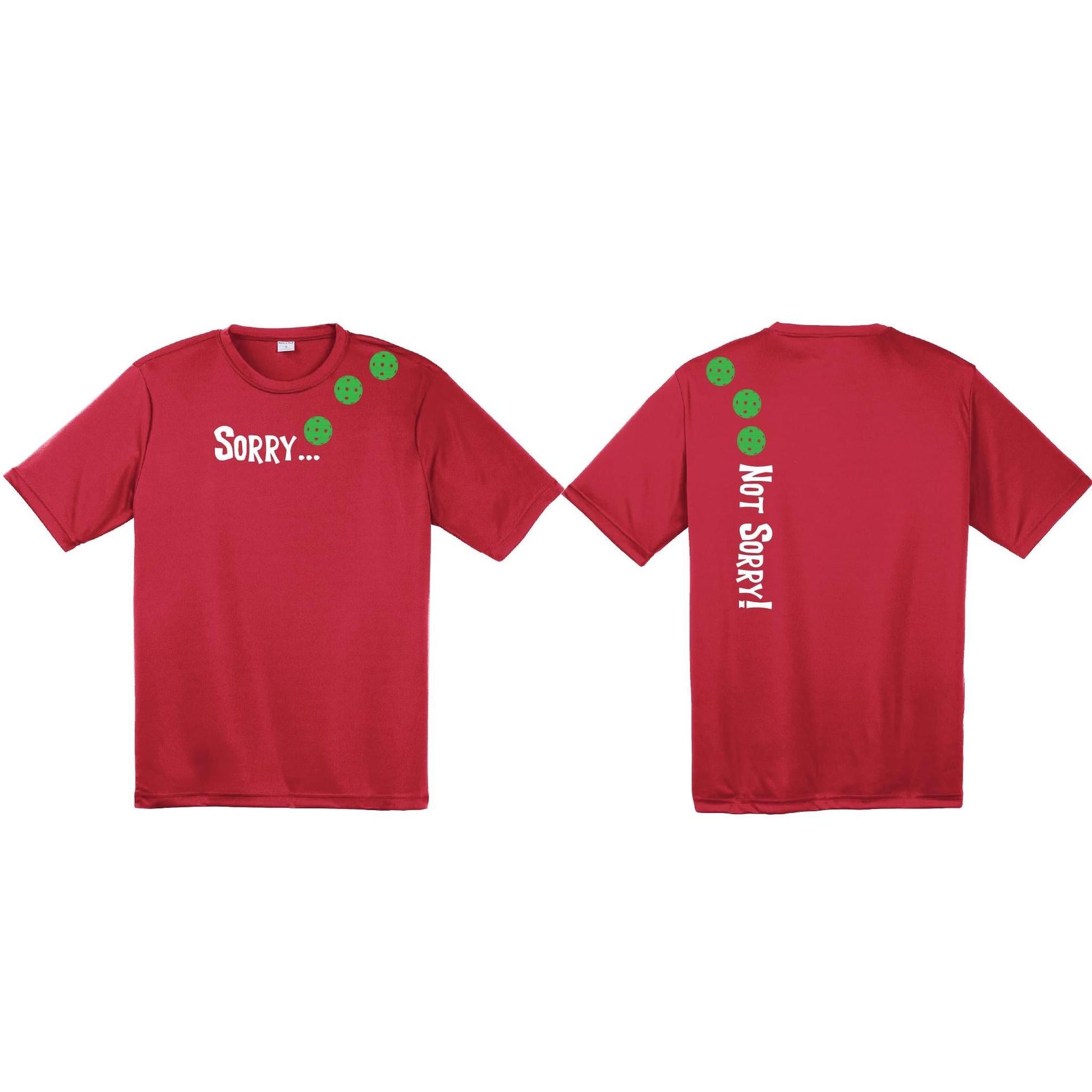 Sorry Not Sorry (Pickleballs Cyan Green Orange) | Men's Short Sleeve Athletic Performance T-Shirt | 100% Polyester