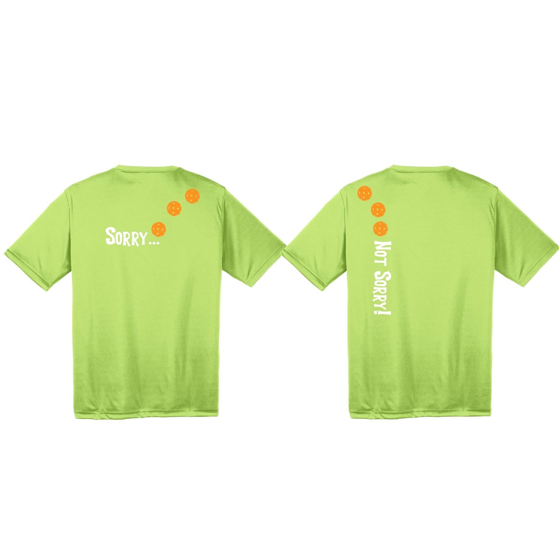 Sorry Not Sorry (Pickleballs Cyan Green Orange) | Men's Short Sleeve Athletic Performance T-Shirt | 100% Polyester