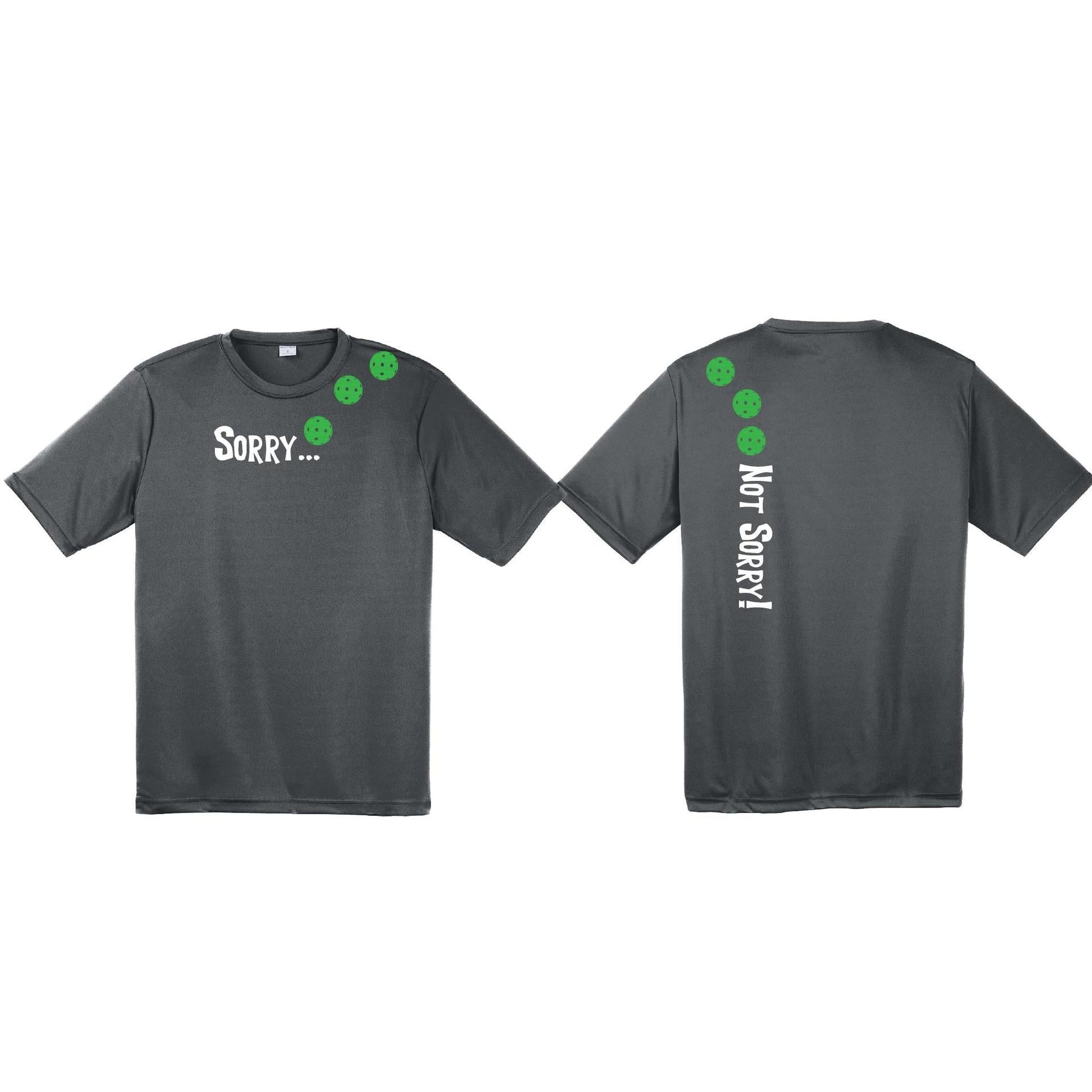 Sorry Not Sorry (Pickleballs Cyan Green Orange) | Men's Short Sleeve Athletic Performance T-Shirt | 100% Polyester