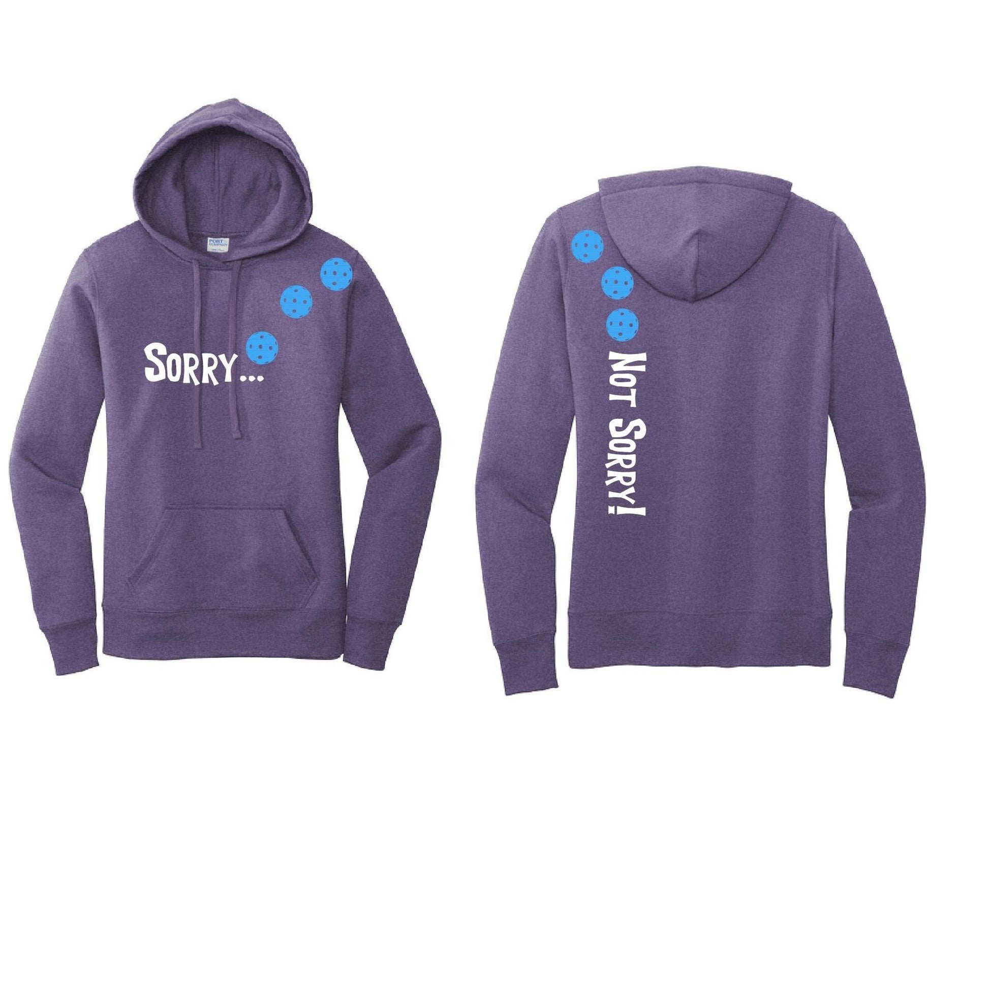 Sorry Not Sorry (Pickleballs Cyan Green Orange) | Women’s Fitted Hoodie Pickleball Sweatshirt | 50% Cotton 50% Poly Fleece