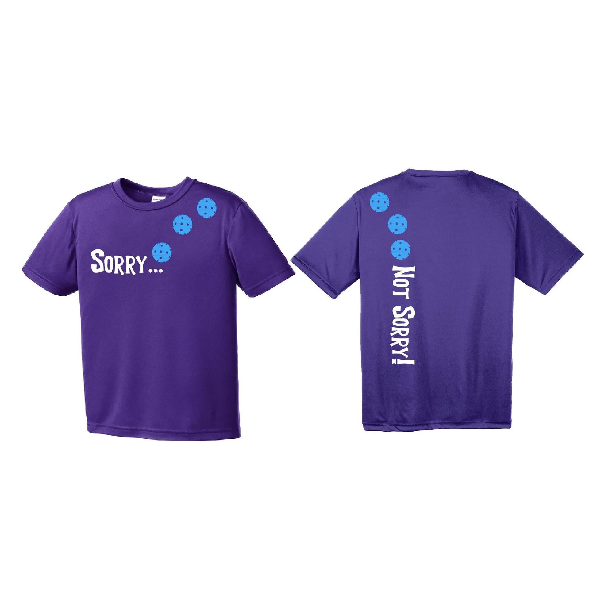 Sorry Not Sorry (Pickleballs Cyan Green Orange) | Youth Short Sleeve Pickleball Performance T-Shirts | 100% Polyester