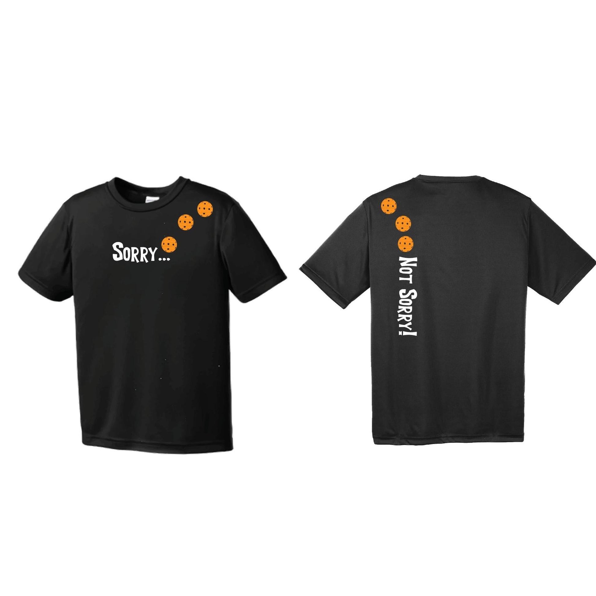 Sorry Not Sorry (Pickleballs Cyan and Orange) | Clearance Men's Short Sleeve Athletic Performance T-Shirt | 100% Polyester