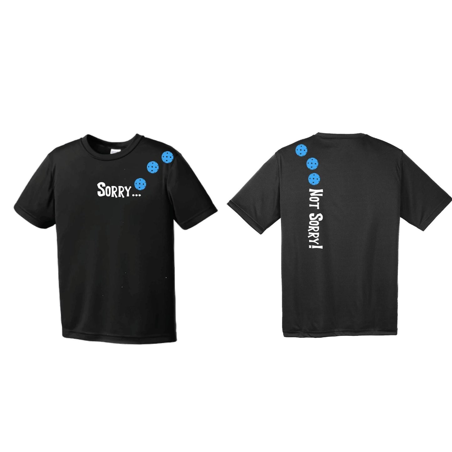 Sorry Not Sorry (Pickleballs Cyan and Orange) | Clearance Men's Short Sleeve Athletic Performance T-Shirt | 100% Polyester
