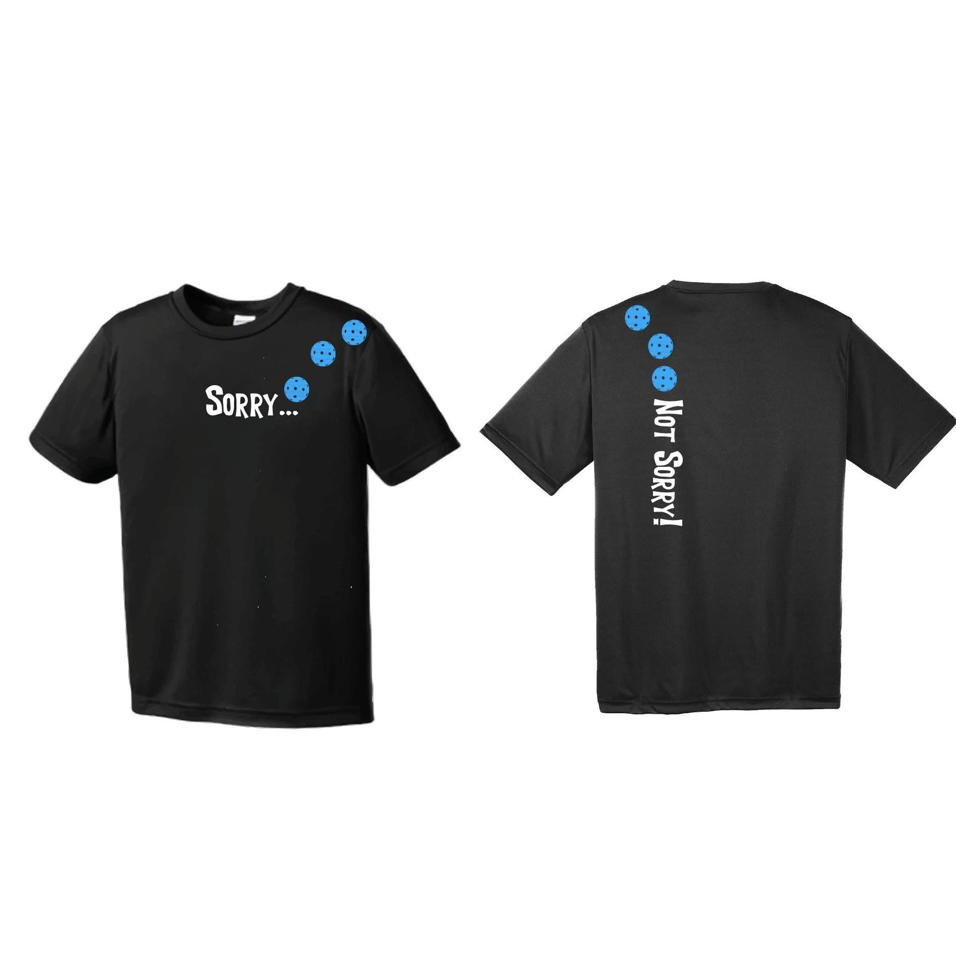 Sorry Not Sorry (Pickleballs Cyan and Orange) | Clearance Men's Short Sleeve Athletic Performance T-Shirt | 100% Polyester