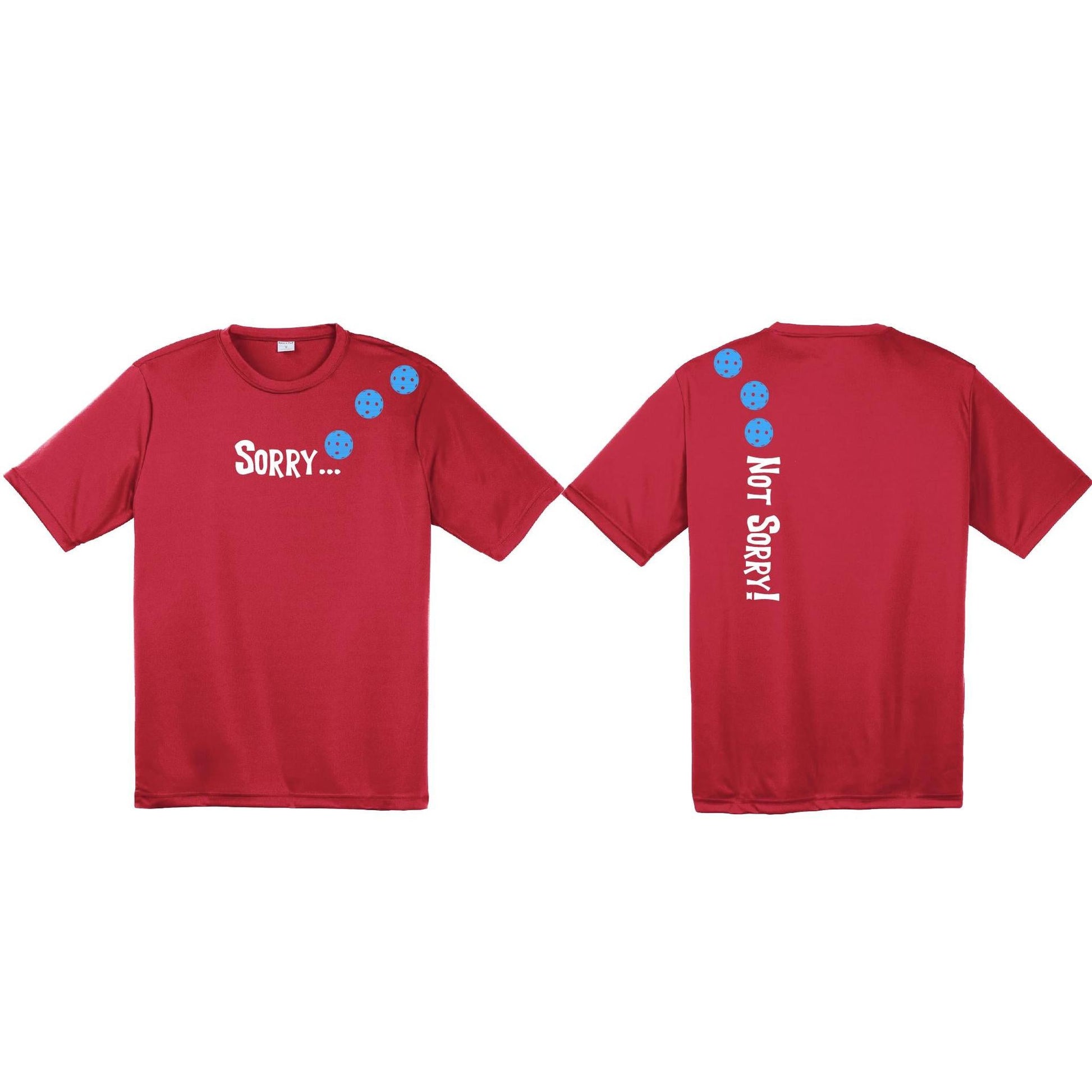 Sorry Not Sorry (Pickleballs Cyan and Orange) | Clearance Men's Short Sleeve Athletic Performance T-Shirt | 100% Polyester