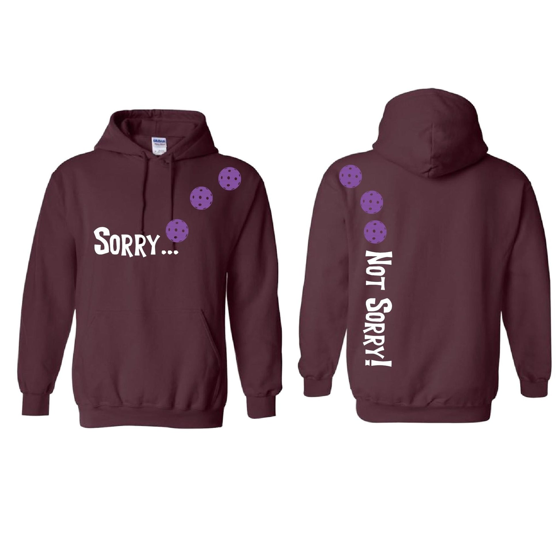 Sorry Not Sorry (Pickleballs Pink Purple Rainbow) | Unisex Hoodie Athletic Sweatshirt | 50% Cotton/50% Polyester