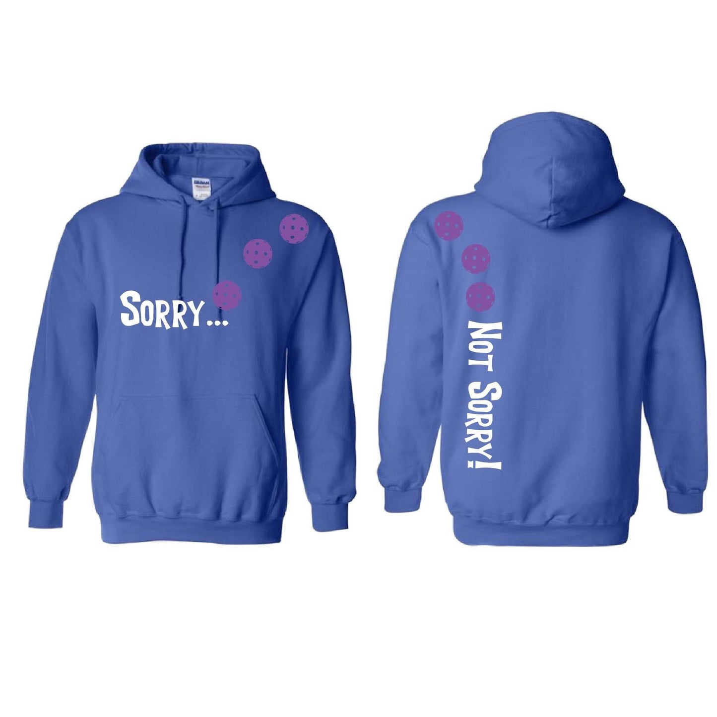 Sorry Not Sorry (Pickleballs Pink Purple Rainbow) | Unisex Hoodie Athletic Sweatshirt | 50% Cotton/50% Polyester