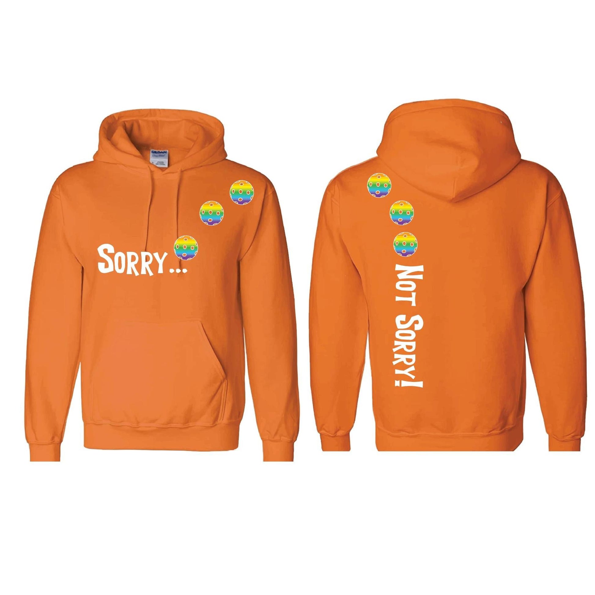 Sorry Not Sorry (Pickleballs Pink Purple Rainbow) | Unisex Hoodie Athletic Sweatshirt | 50% Cotton/50% Polyester