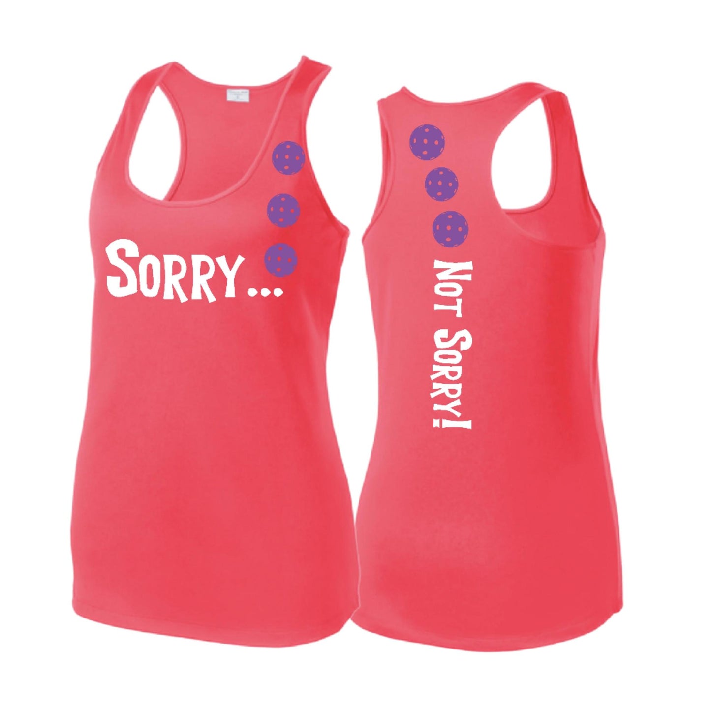 Sorry Not Sorry (Pickleballs Purple) | Clearance Women's Racerback Pickleball Performance Tank | 100% Polyester
