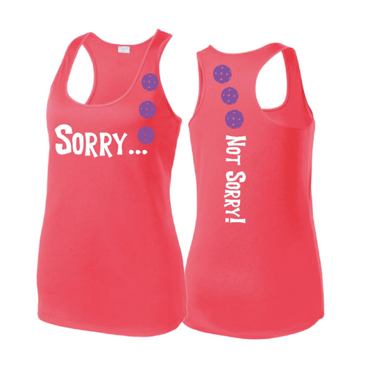 Sorry Not Sorry (Pickleballs Purple) | Clearance Women's Racerback Pickleball Performance Tank | 100% Polyester