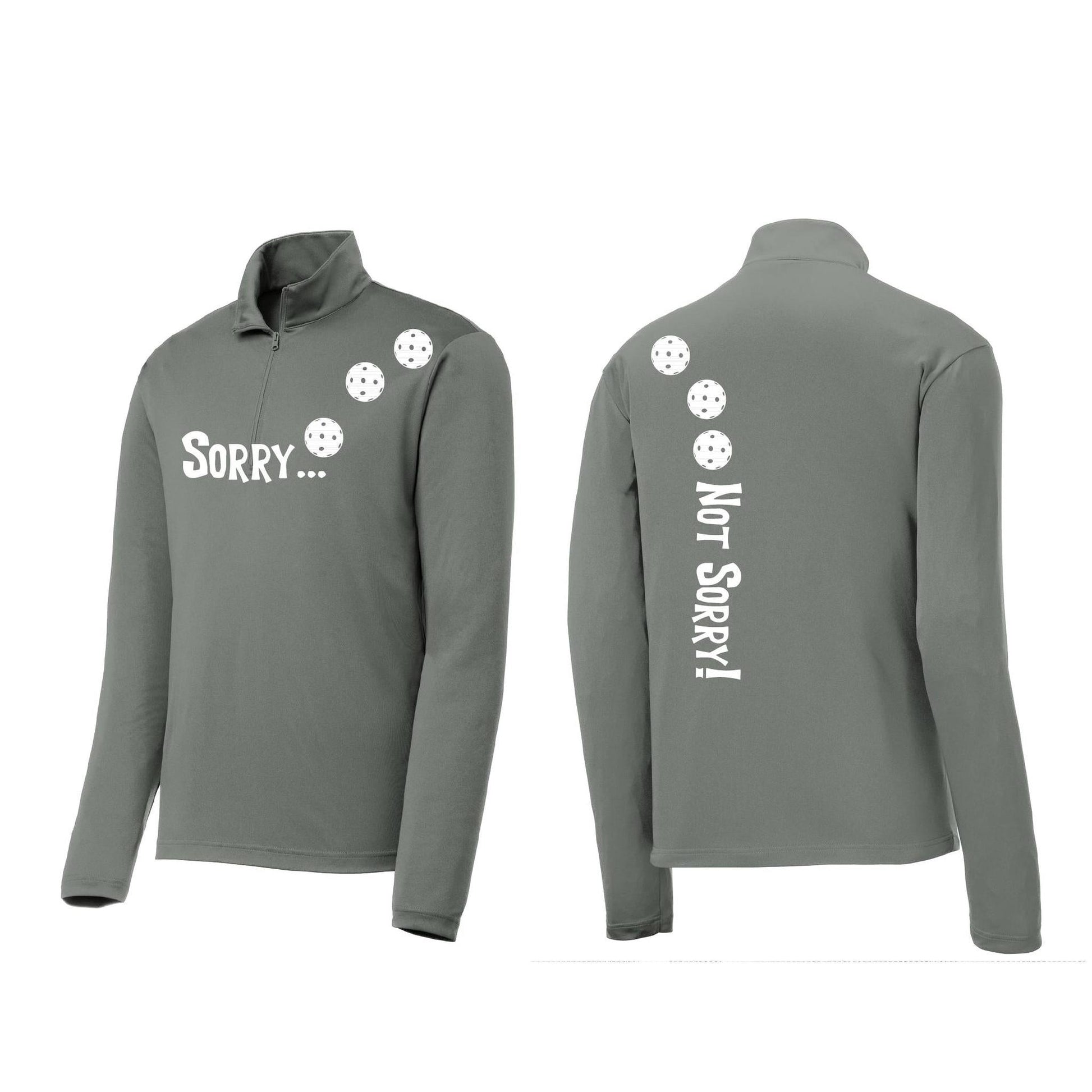 Sorry Not Sorry (Pickleballs Red White Yellow) | Men's 1/4 Zip Long Sleeve Pullover Athletic Performance Shirt | 100% Polyester