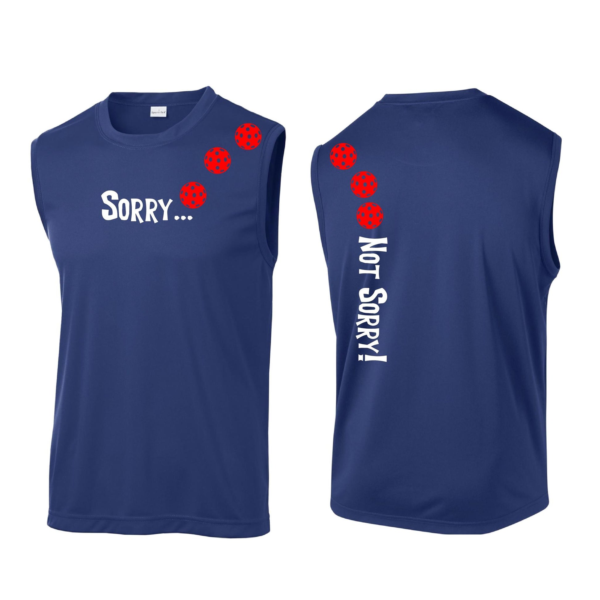 Sorry Not Sorry (Pickleballs Red White Yellow) | Men's Sleeveless Athletic Performance T-Shirt | 100% Polyester