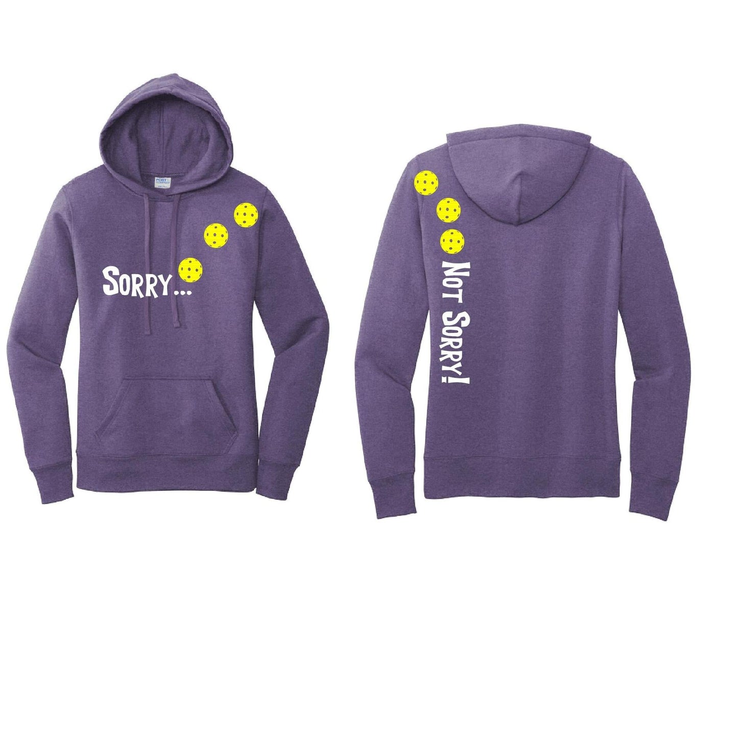 Sorry Not Sorry (Pickleballs Red White Yellow) | Women’s Fitted Hoodie Pickleball Sweatshirt | 50% Cotton 50% Poly Fleece