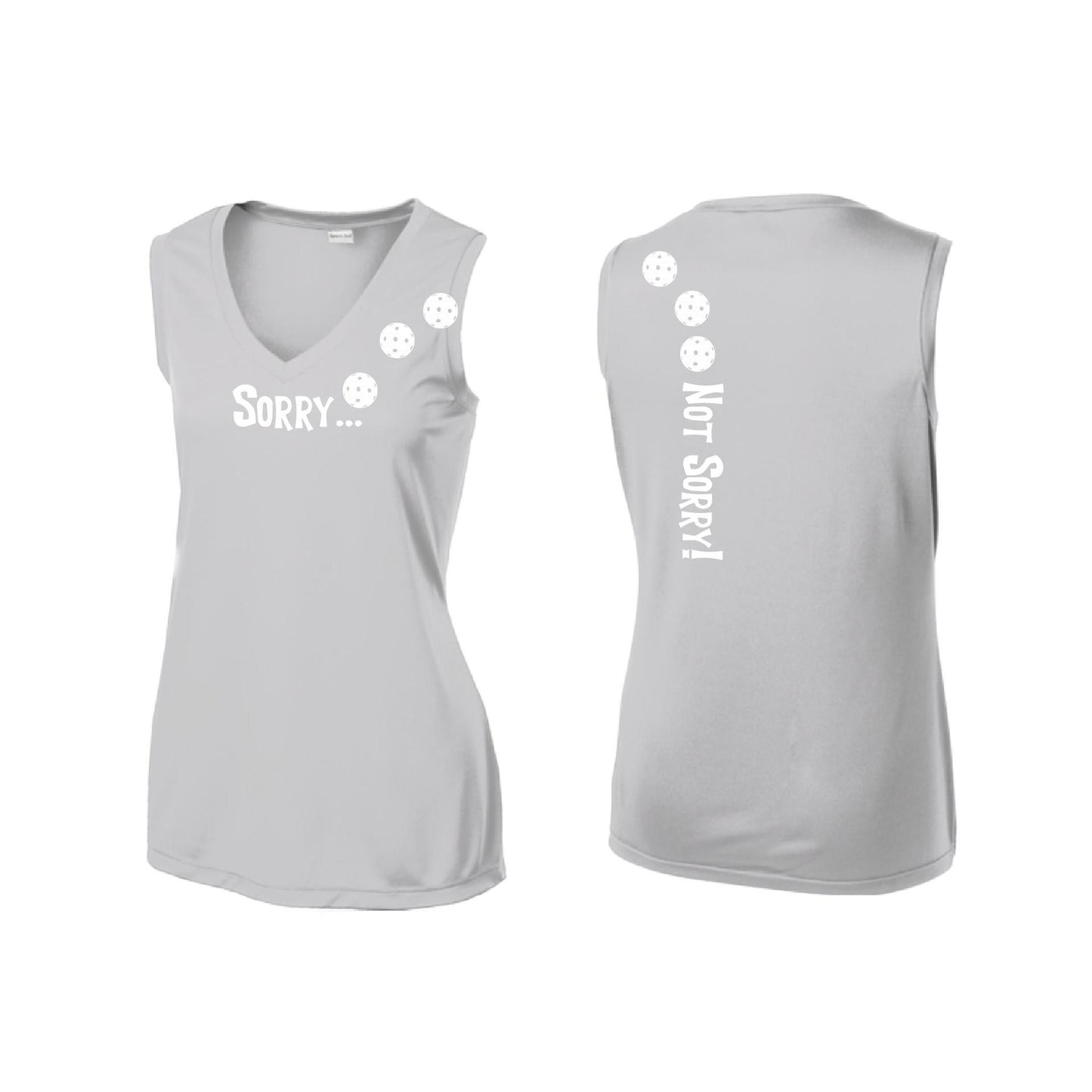 Sorry Not Sorry (Pickleballs Red White Yellow) | Women’s Sleeveless Athletic Performance T-Shirt | 100% Polyester