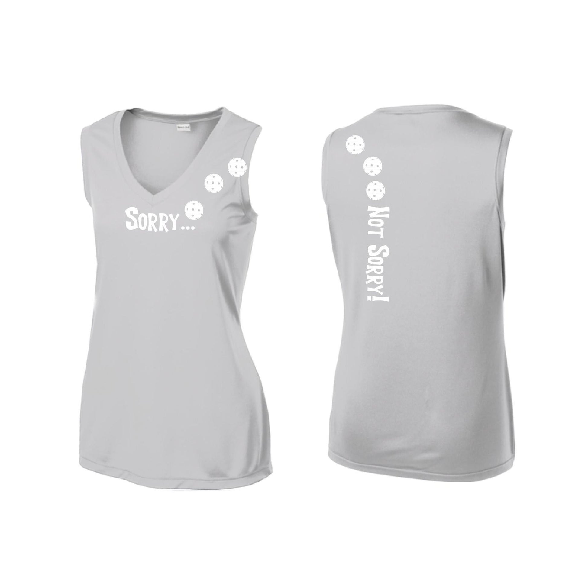 Sorry Not Sorry (Pickleballs Red White Yellow) | Women’s Sleeveless Athletic Performance T-Shirt | 100% Polyester