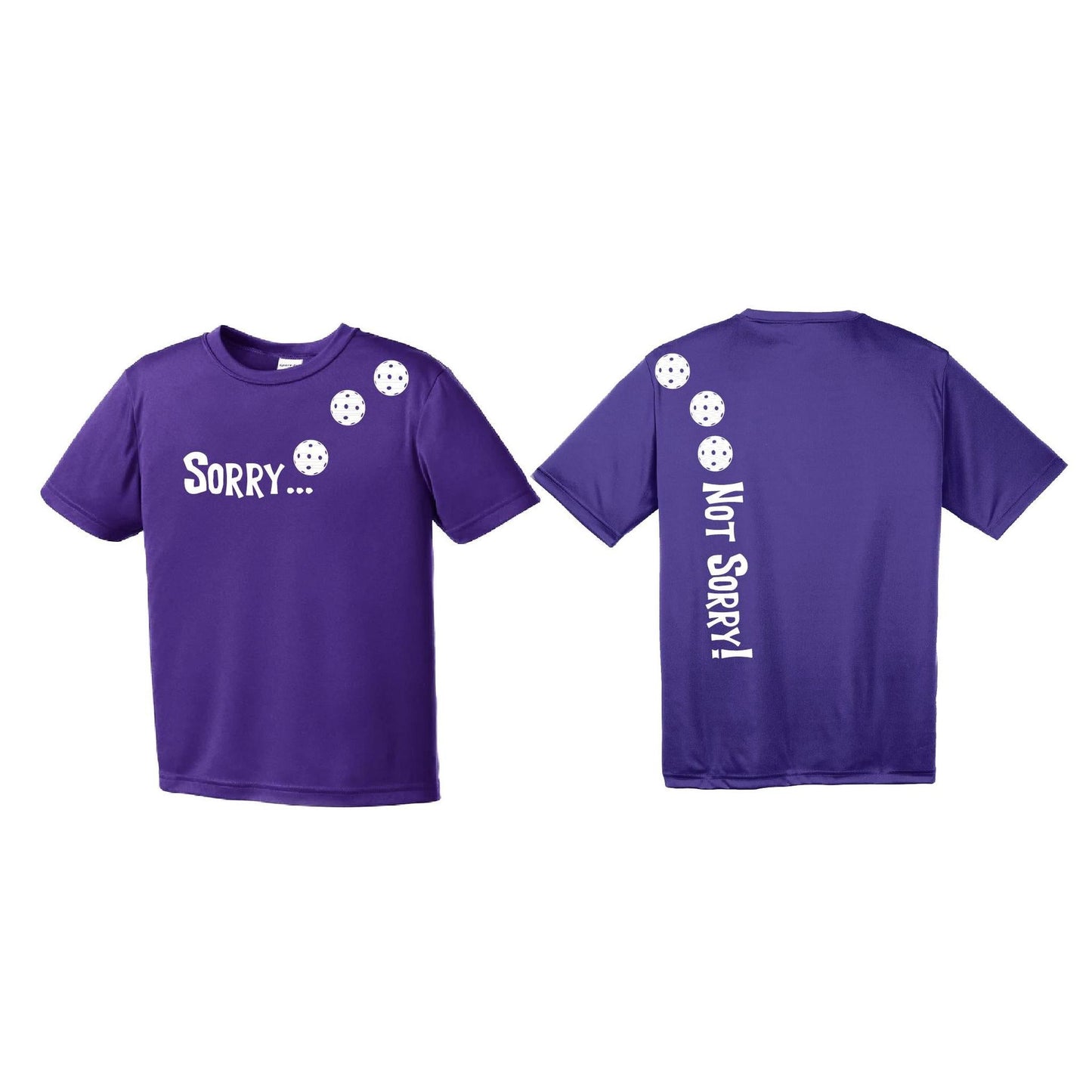 Sorry Not Sorry (Pickleballs Red White Yellow) | Youth Short Sleeve Pickleball Performance T-Shirts | 100% Polyester