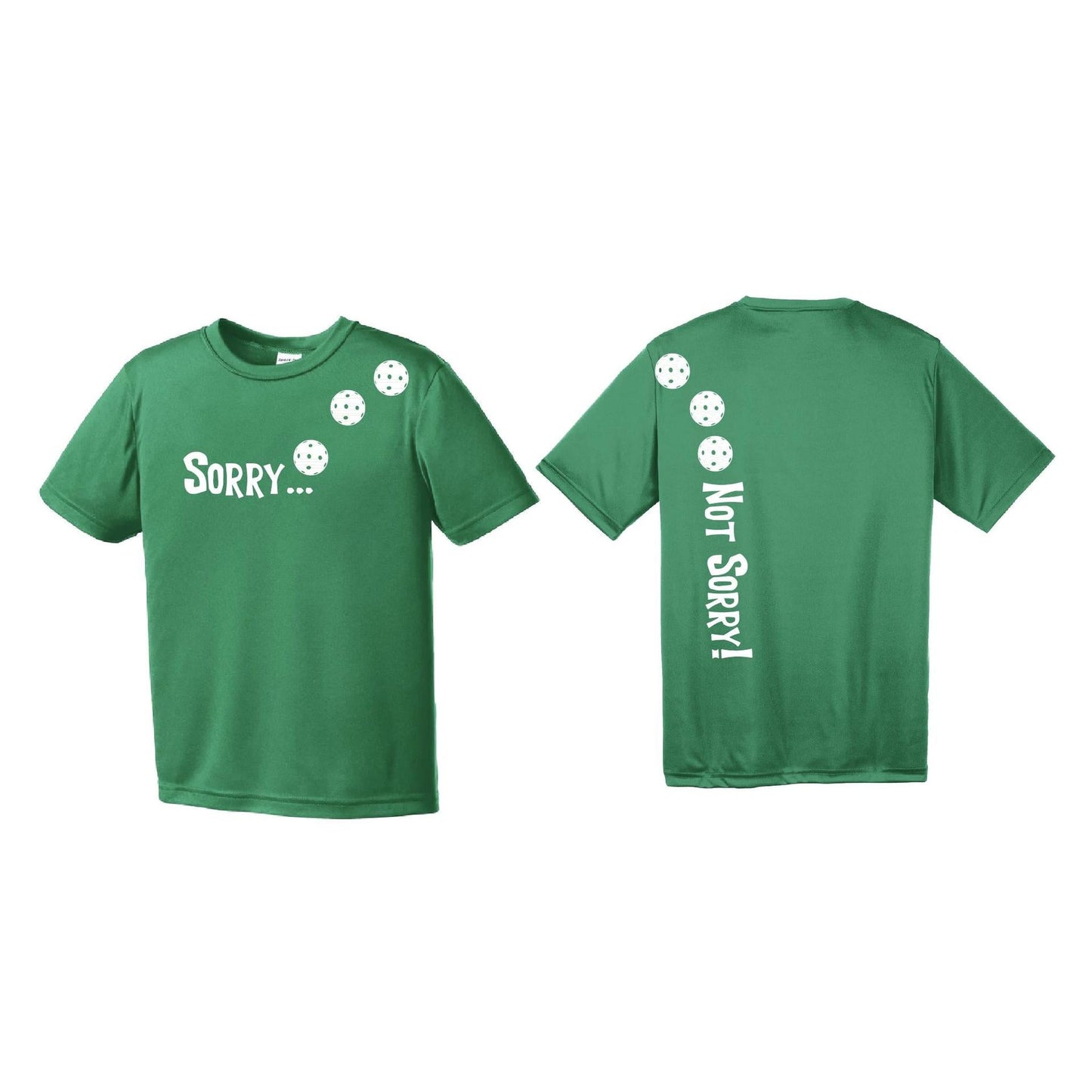Sorry Not Sorry (Pickleballs Red White Yellow) | Youth Short Sleeve Pickleball Performance T-Shirts | 100% Polyester