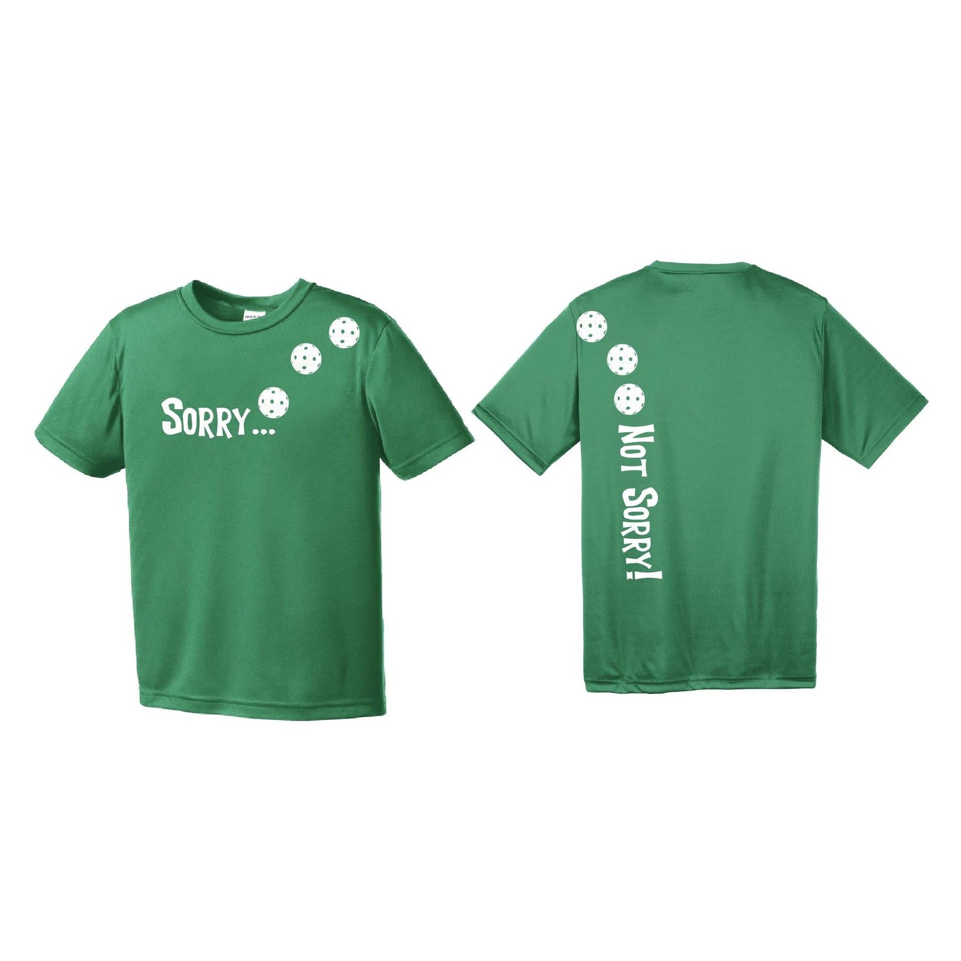 Sorry Not Sorry (Pickleballs Red White Yellow) | Youth Short Sleeve Pickleball Performance T-Shirts | 100% Polyester