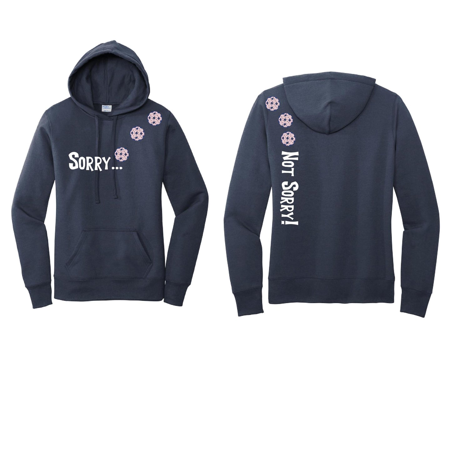 Sorry Not Sorry (Pickleballs With Stars) | Women’s Fitted Hoodie Pickleball Sweatshirt | 50% Cotton 50% Poly Fleece