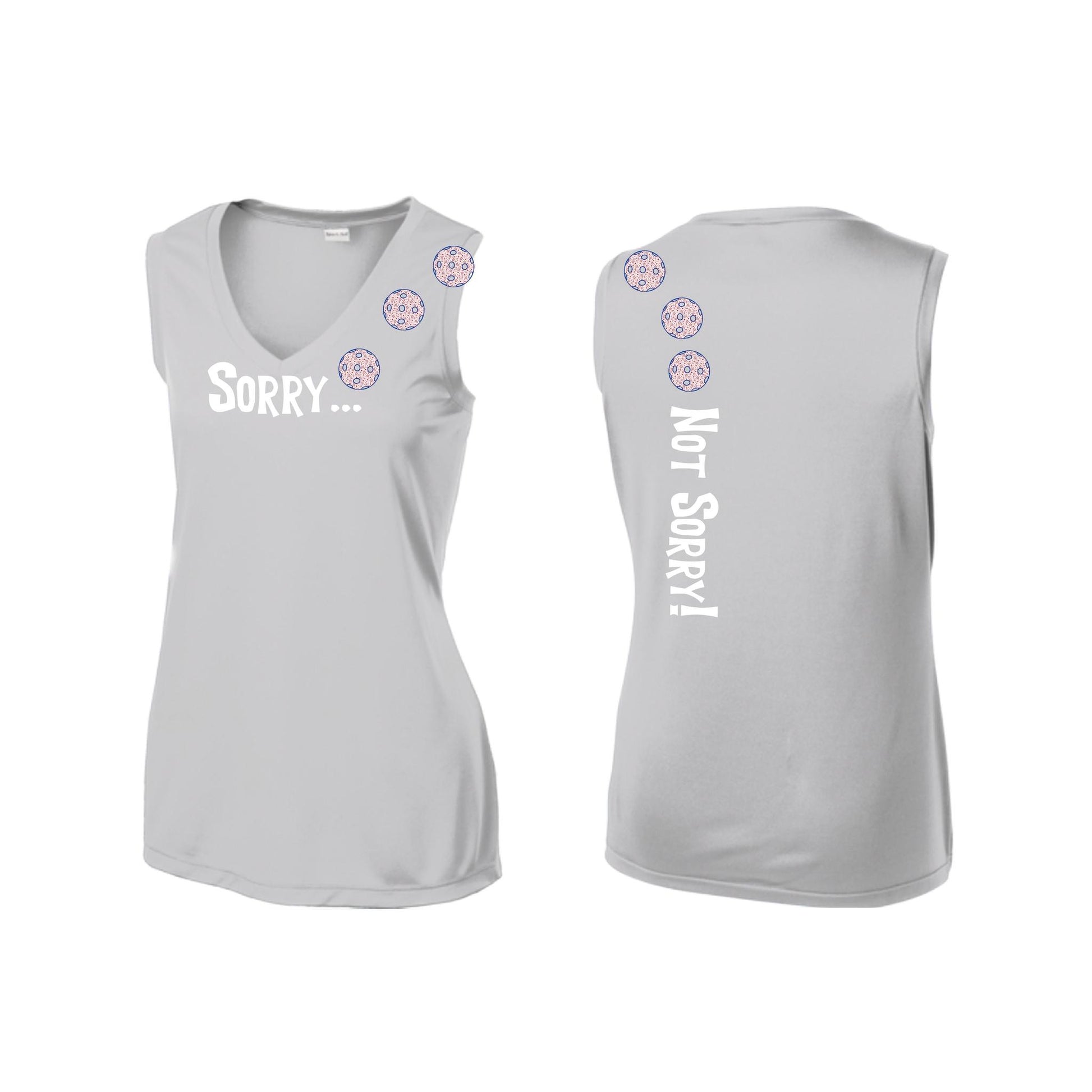 Sorry Not Sorry (Pickleballs With Stars) | Women’s Sleeveless Athletic Performance T-Shirt | 100% Polyester