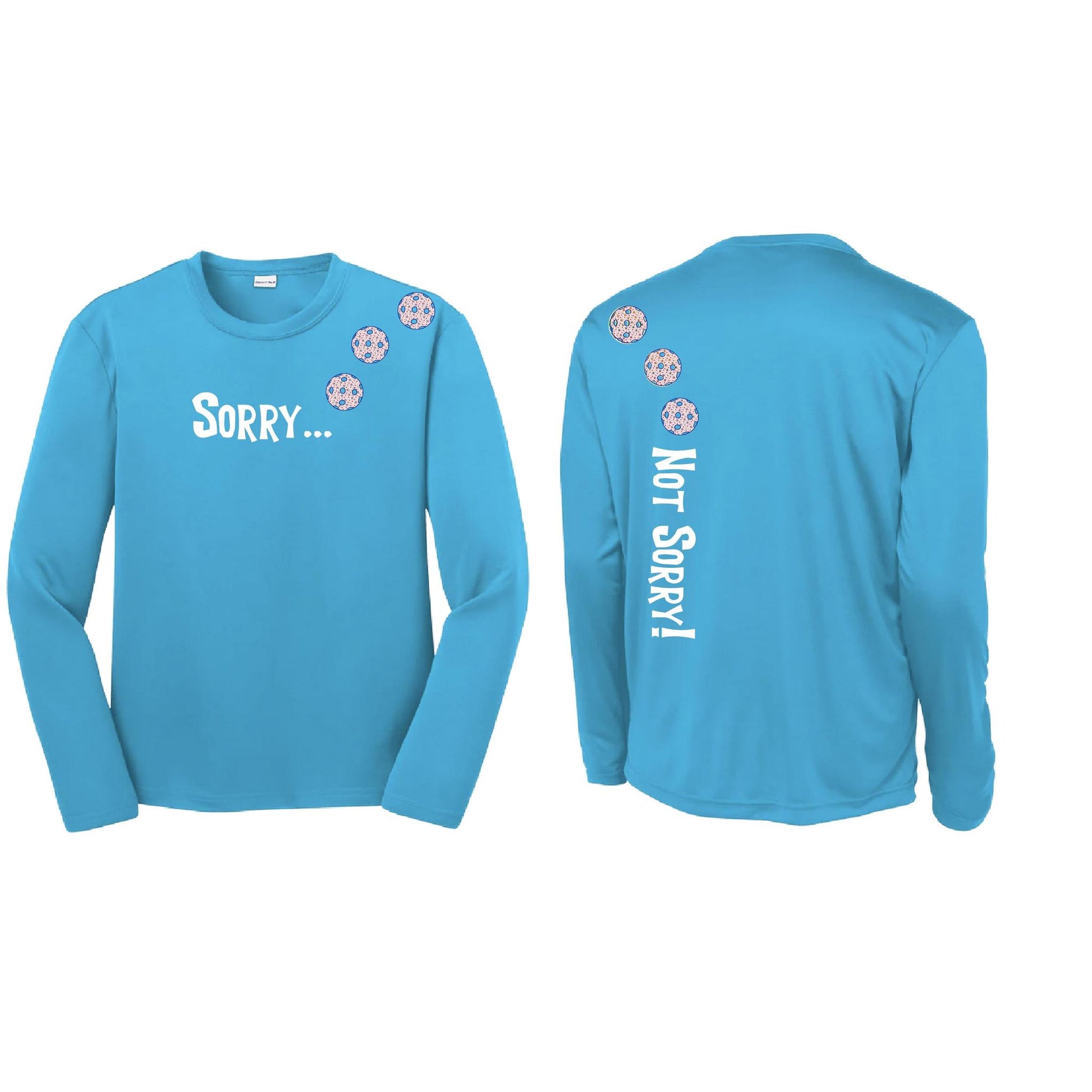 Sorry Not Sorry (Pickleballs With Stars) | Youth Long Sleeve Pickleball Performance T-Shirts | 100% Polyester