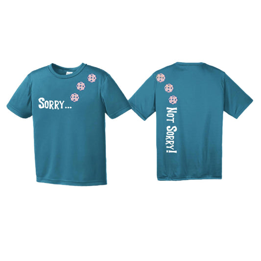 Sorry Not Sorry (Pickleballs With Stars) | Youth Short Sleeve Pickleball Performance T-Shirts | 100% Polyester