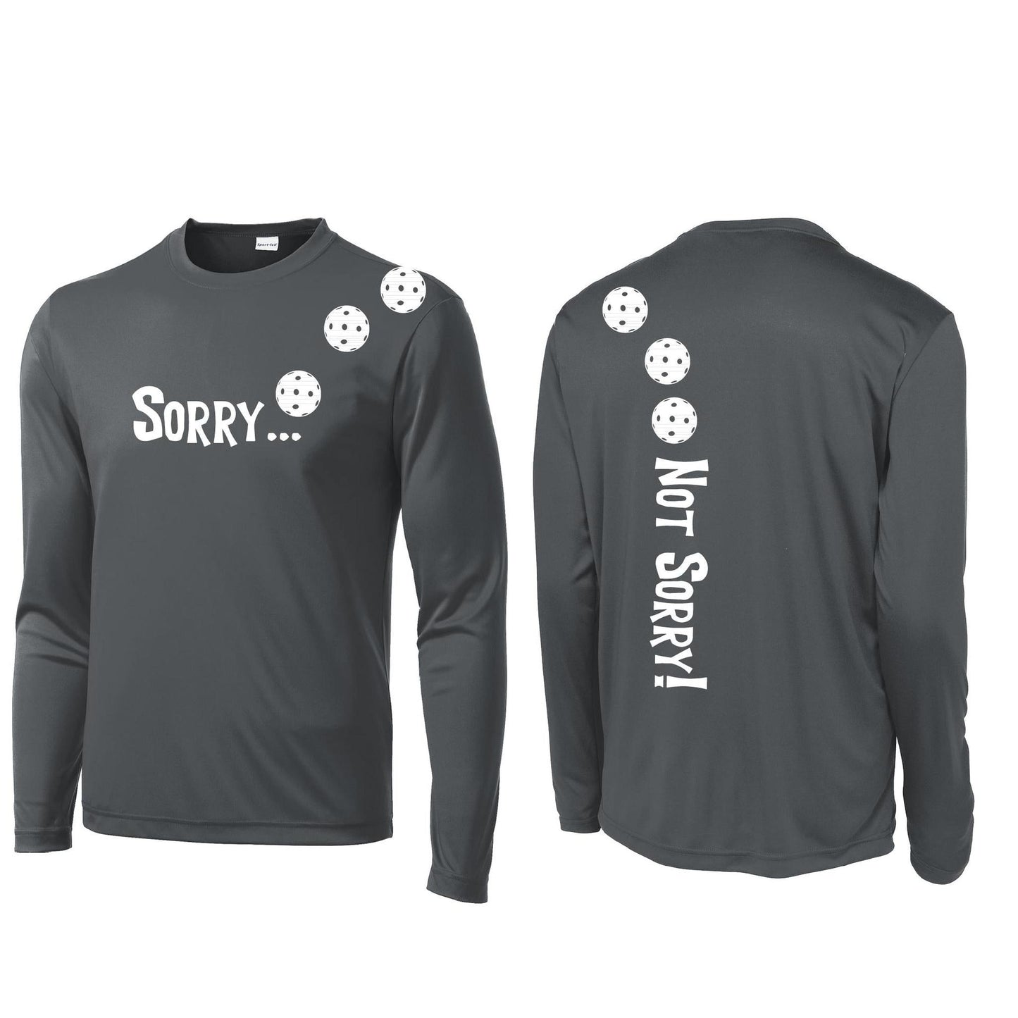 Sorry Not Sorry (Pickleballs Yellow And Red) | Clearance Men's Long Sleeve Athletic Performance T-Shirt | 100% Polyester