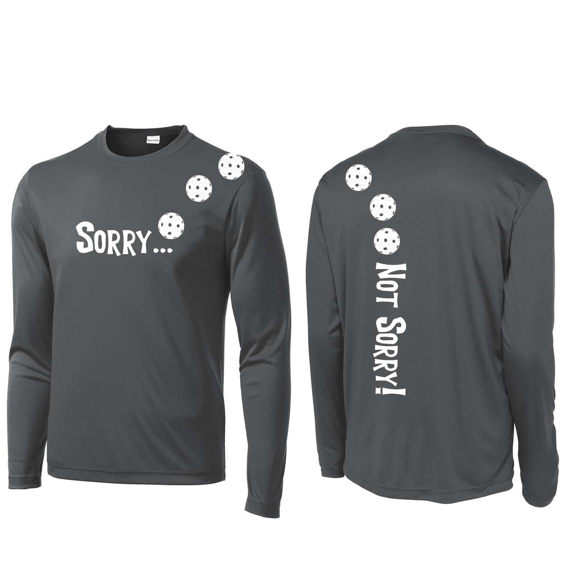 Sorry Not Sorry (Pickleballs Yellow And Red) | Clearance Men's Long Sleeve Athletic Performance T-Shirt | 100% Polyester