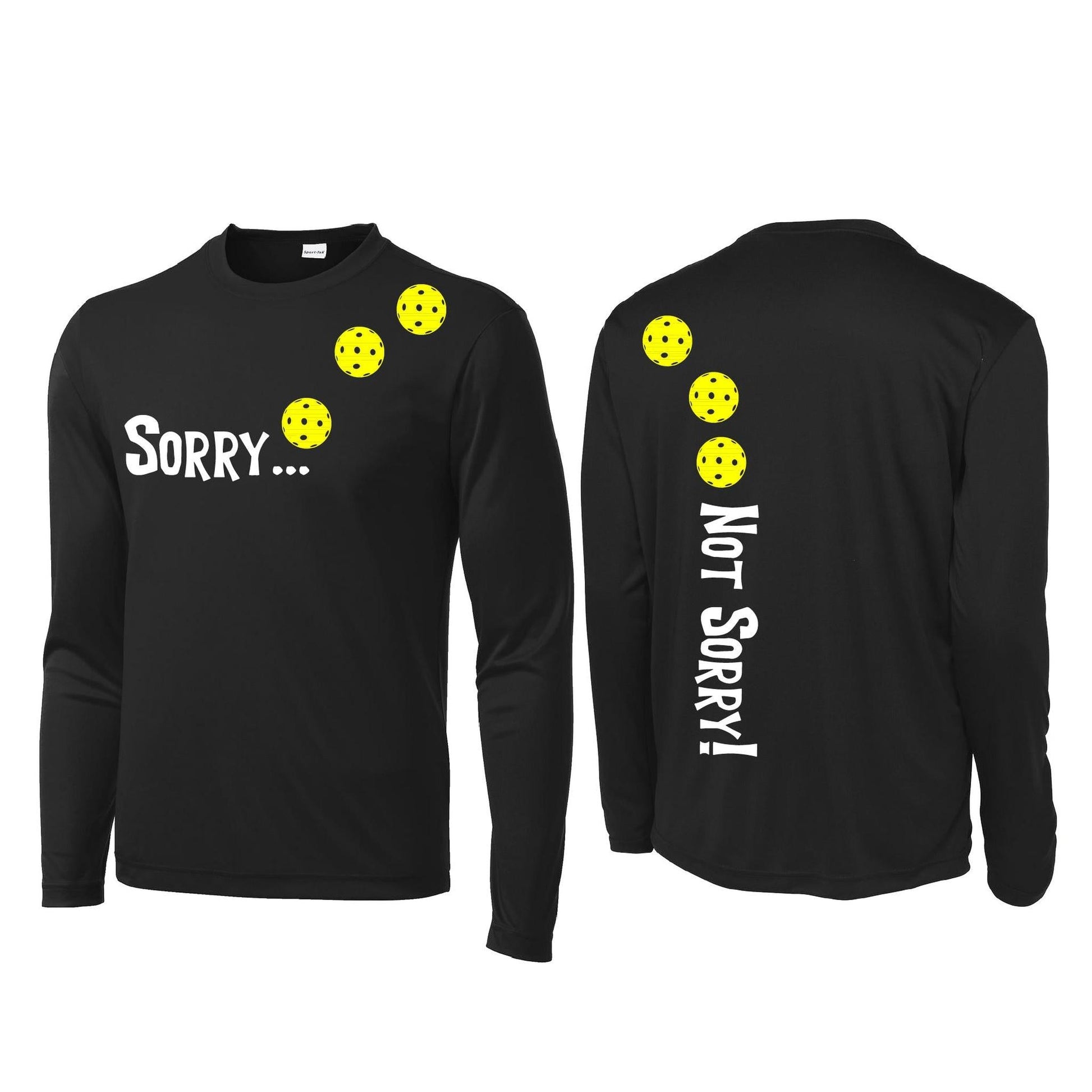 Sorry Not Sorry (Pickleballs Yellow And Red) | Clearance Men's Long Sleeve Athletic Performance T-Shirt | 100% Polyester